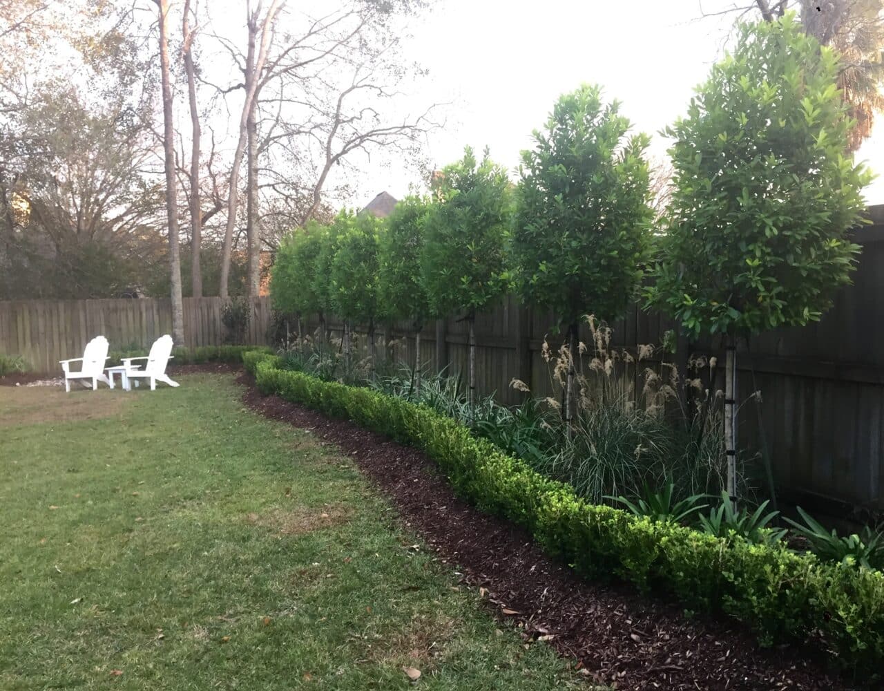 Formal & Woodsy Backyard Landscape Design And Architecture - Baton Rouge