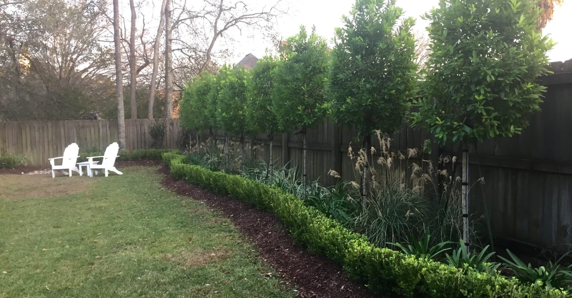 Formal & Woodsy Backyard Landscape Design And Architecture - Baton Rouge